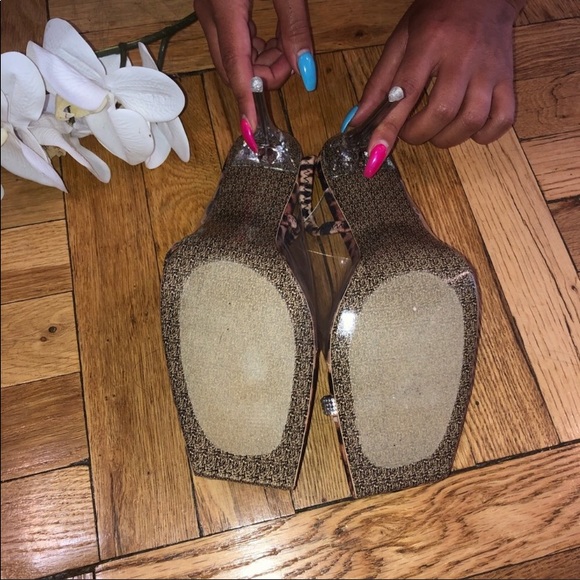 Rhinestone animal print sling back Lucite heels - Picture 6 of 6
